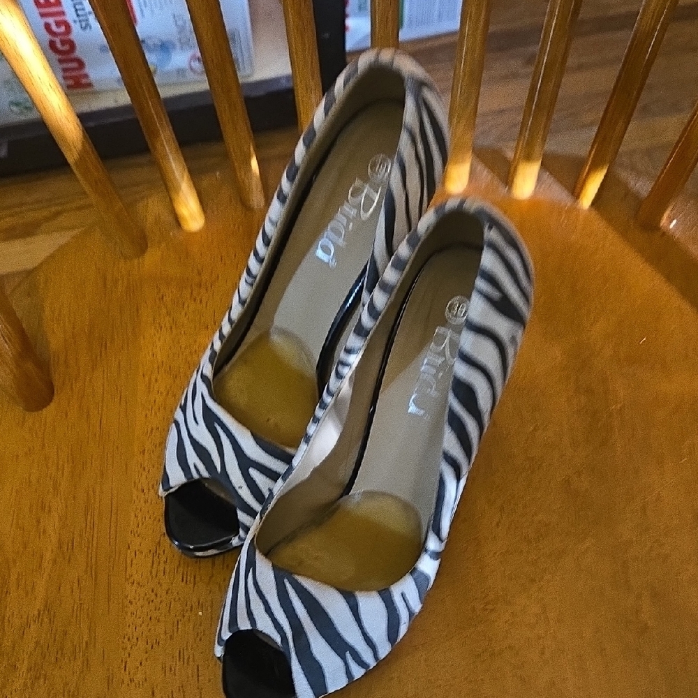Zebra Print Peep Toe Heels
